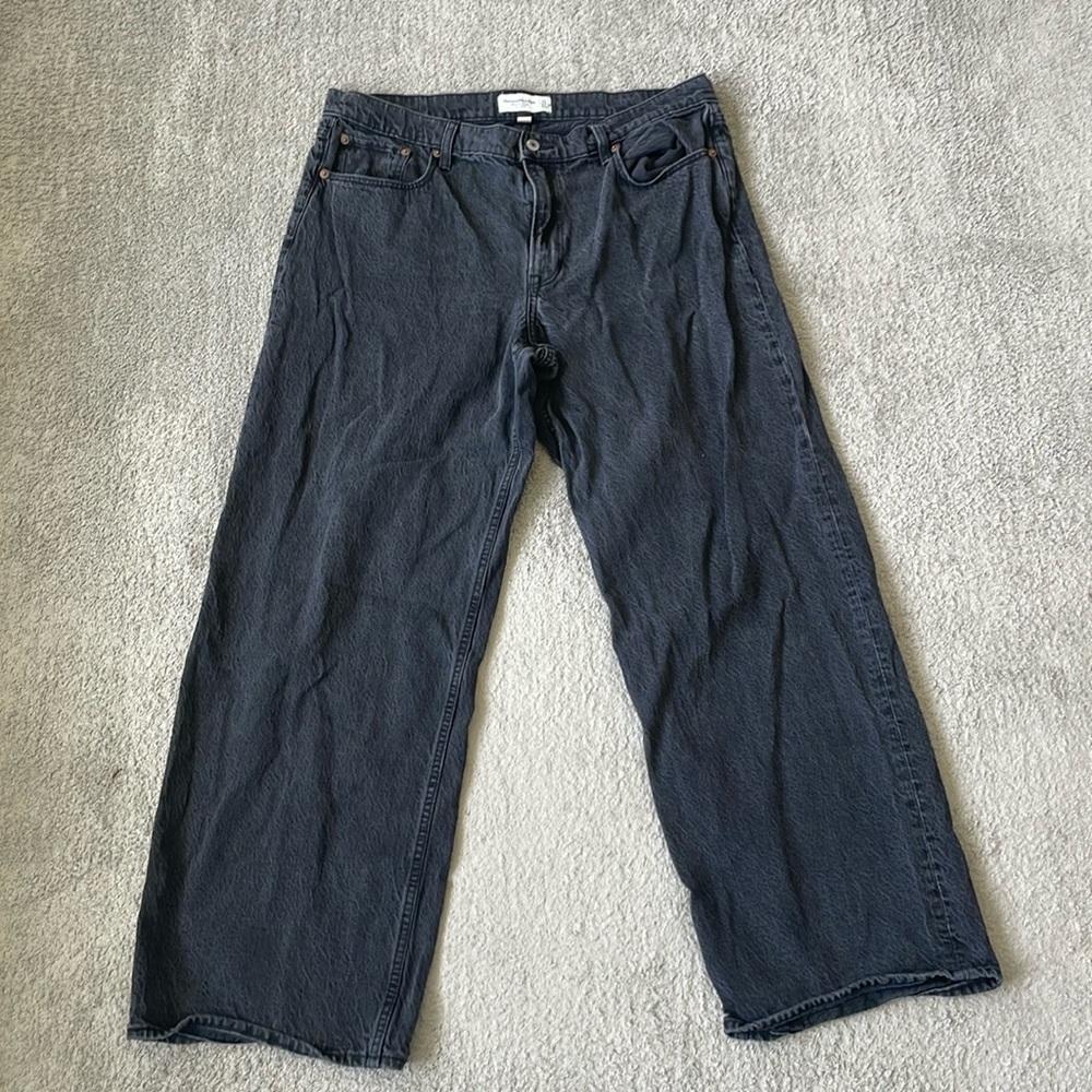 Abercrombie & Fitch Wide Leg Jeans in Dark Indigo